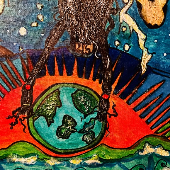 Original Art Mixed Media on Under-Framed Canvas. Sz 24 x36. Free Shipping. - Picture 4 of 5